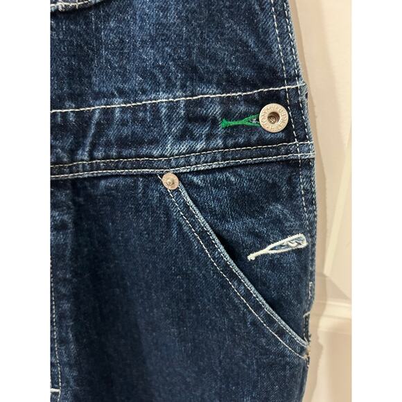Vintage 2002 Tommy Hilfiger Blue Jean Bootcut Logo Straps Overalls Size Small - Picture 5 of 12